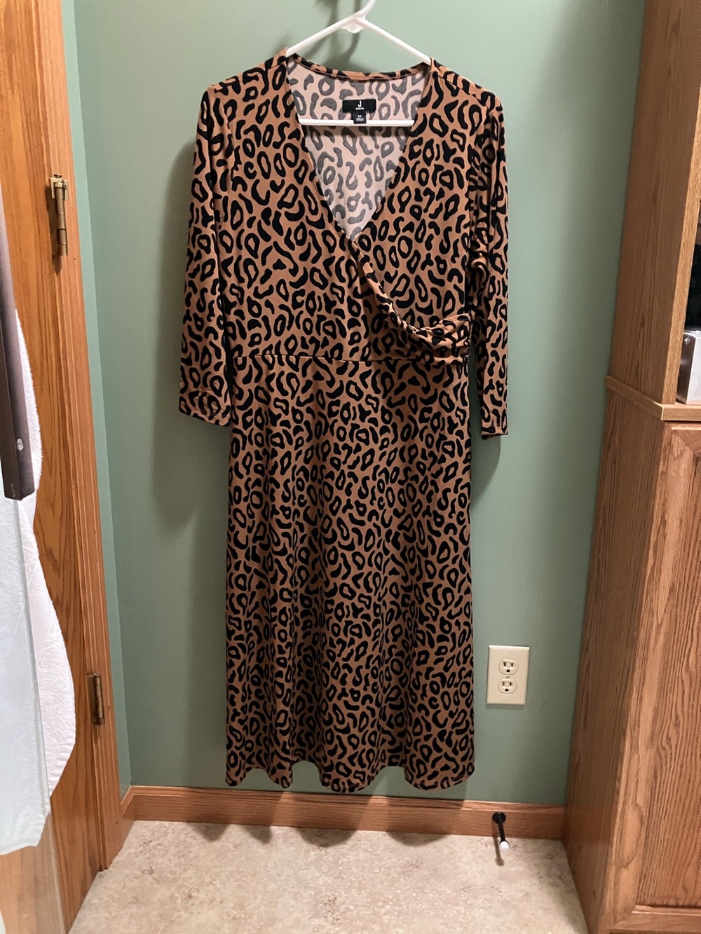 Jason Wu Brown and Black Leopard-Print Faux-Wrap Midi Dress